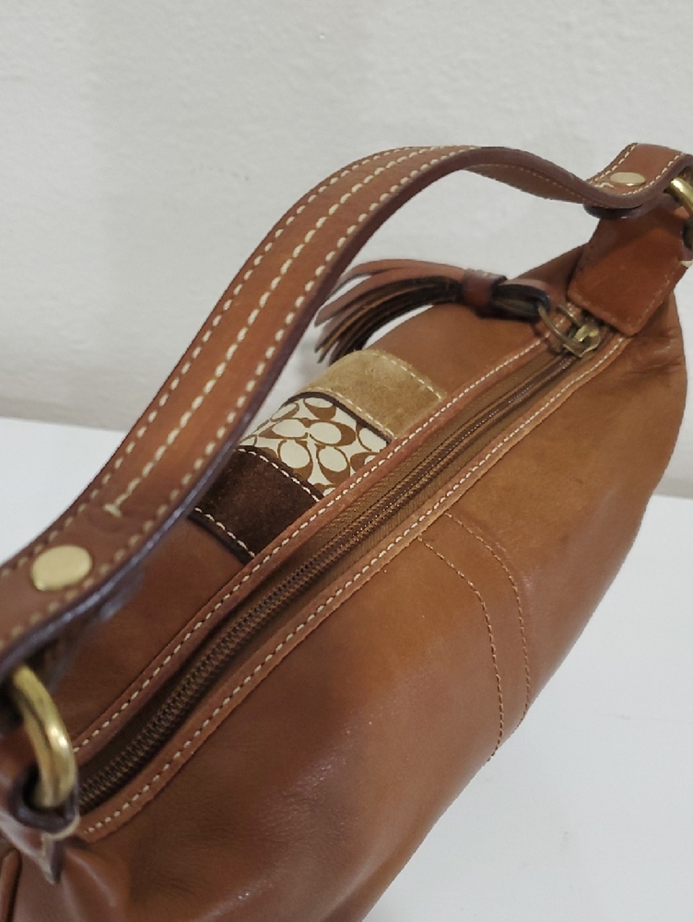 RARE Coach Brown Leather Small Handbag/Cosmetic Bag🤎 - Picture 12 of 16